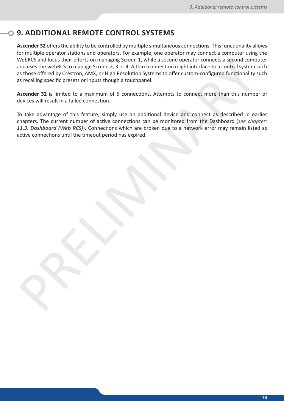 Additional remote control systems, Preliminar y preliminar y | Analog Way Ascender 32 User Manual | Page 73 / 81