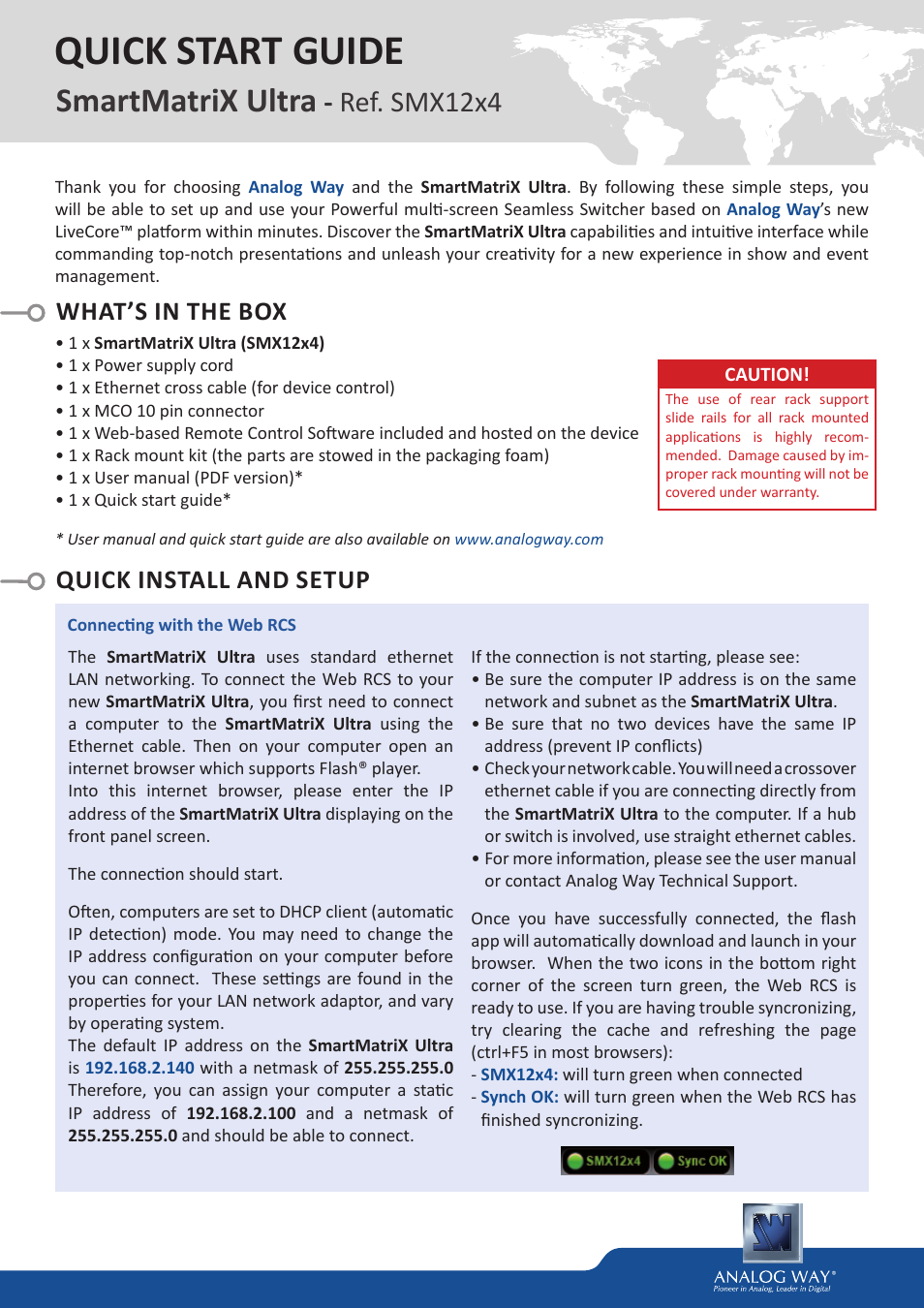 Analog Way SmartMatriX Ultra User Manual | 4 pages