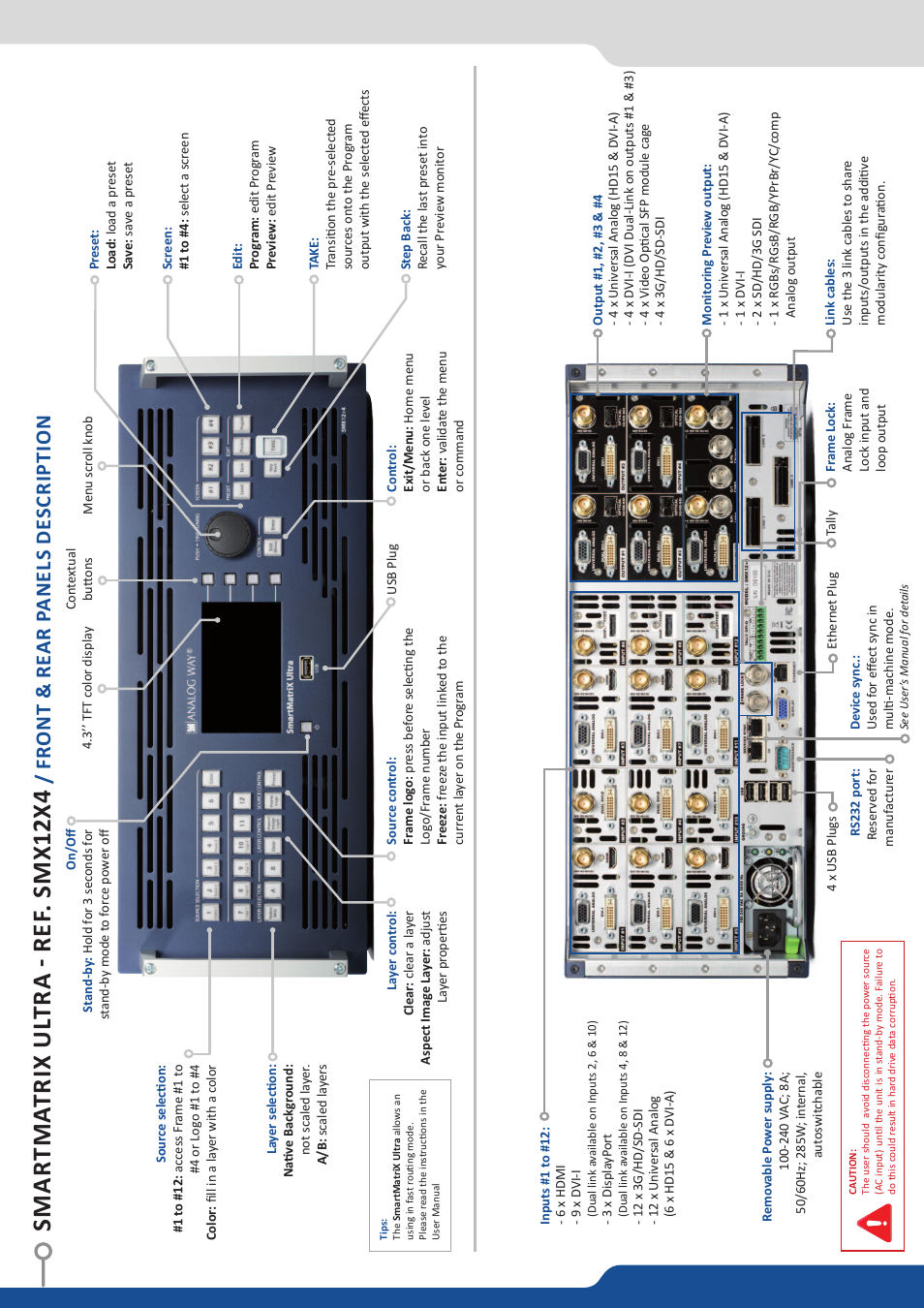 Sm a rt m at ri x u lt ra - re f. sm x12 x4 | Analog Way SmartMatriX Ultra User Manual | Page 2 / 4