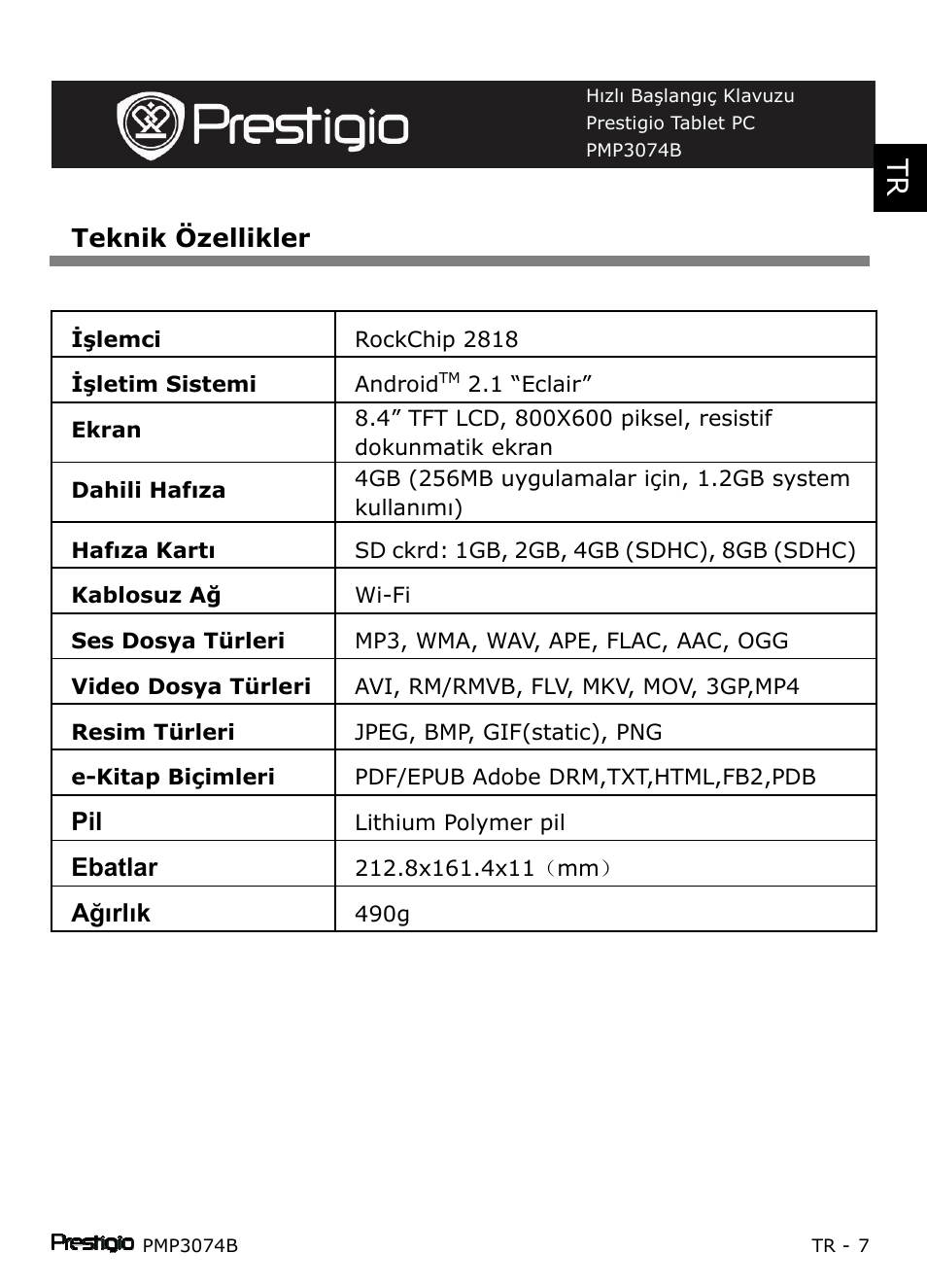 PRESTIGIO Multipad PMP3074B User Manual | Page 145 / 145