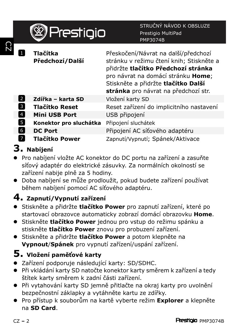 PRESTIGIO Multipad PMP3074B User Manual | Page 20 / 145