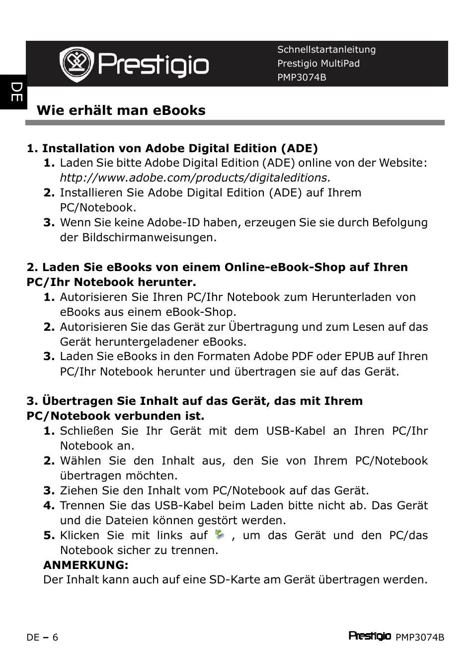 PRESTIGIO Multipad PMP3074B User Manual | Page 30 / 145