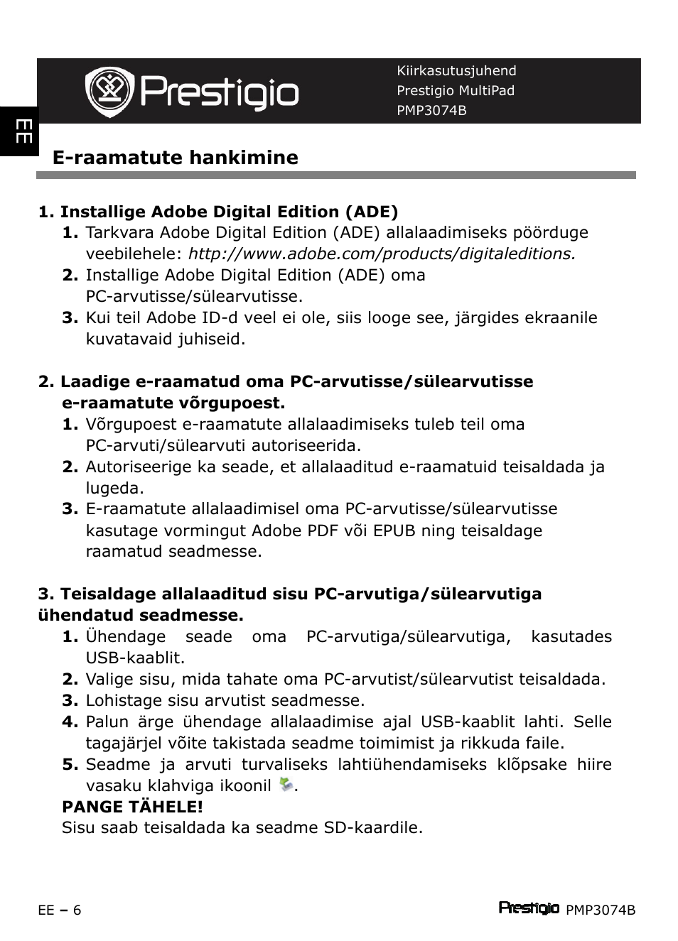 PRESTIGIO Multipad PMP3074B User Manual | Page 36 / 145