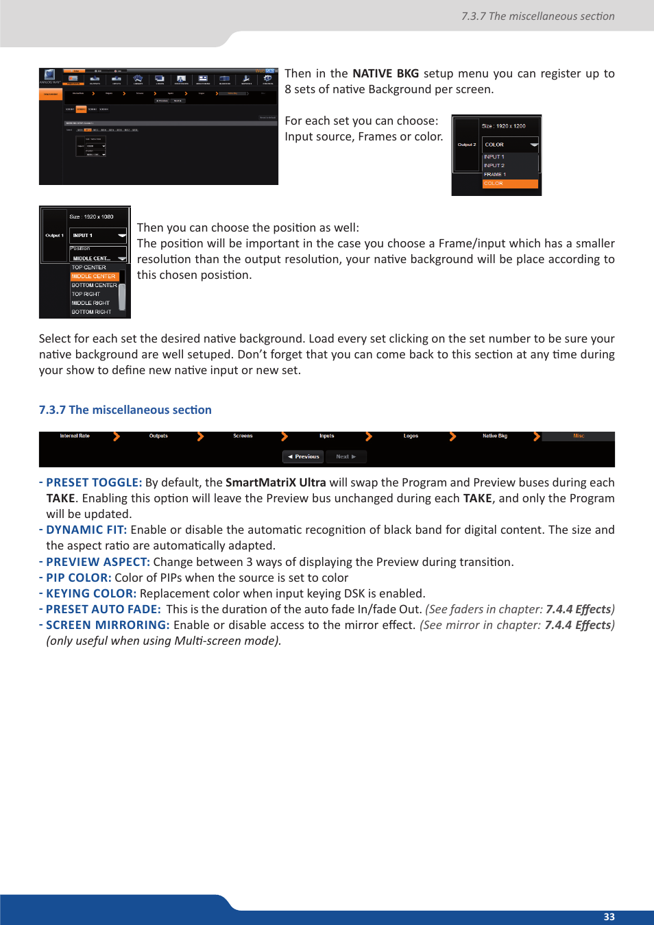 7 the miscellaneous section | Analog Way SmartMatriX Ultra User Manual | Page 33 / 82