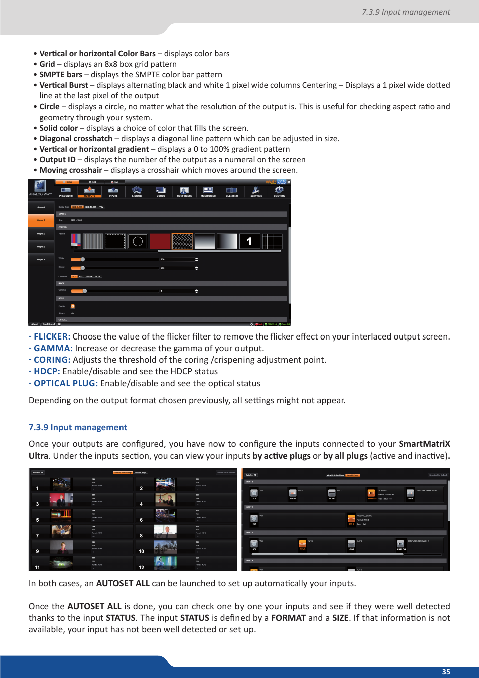 9 input management | Analog Way SmartMatriX Ultra User Manual | Page 35 / 82