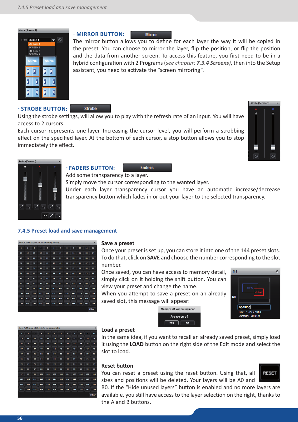 5 preset load and save management | Analog Way SmartMatriX Ultra User Manual | Page 56 / 82