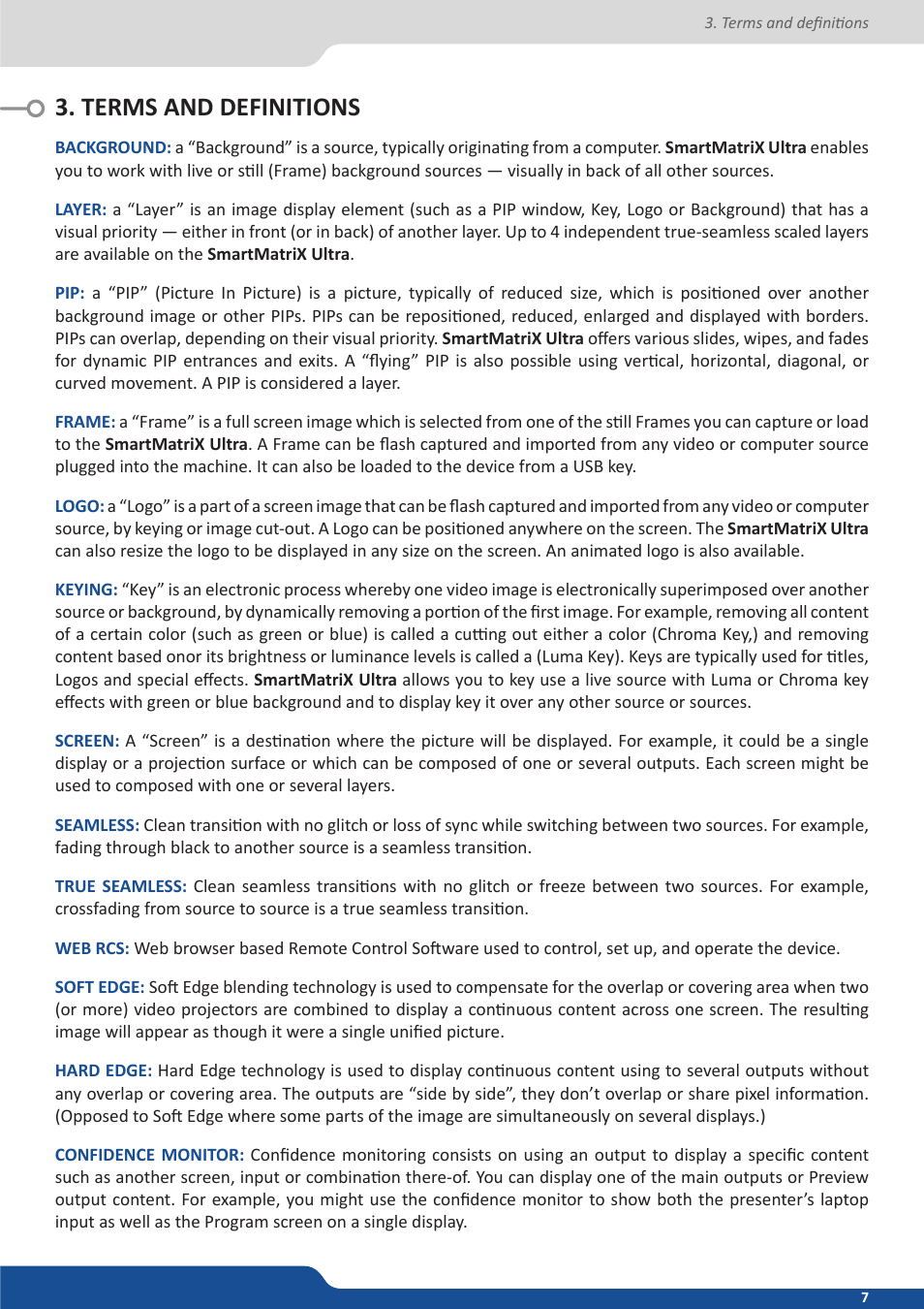 Terms and definitions | Analog Way SmartMatriX Ultra User Manual | Page 7 / 82