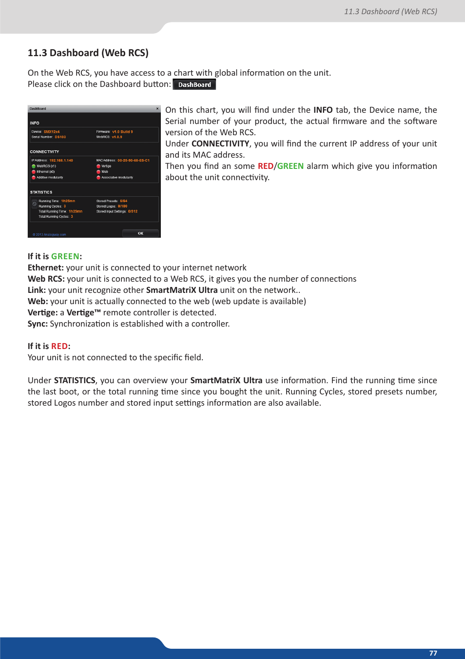 3 dashboard (web rcs) | Analog Way SmartMatriX Ultra User Manual | Page 77 / 82