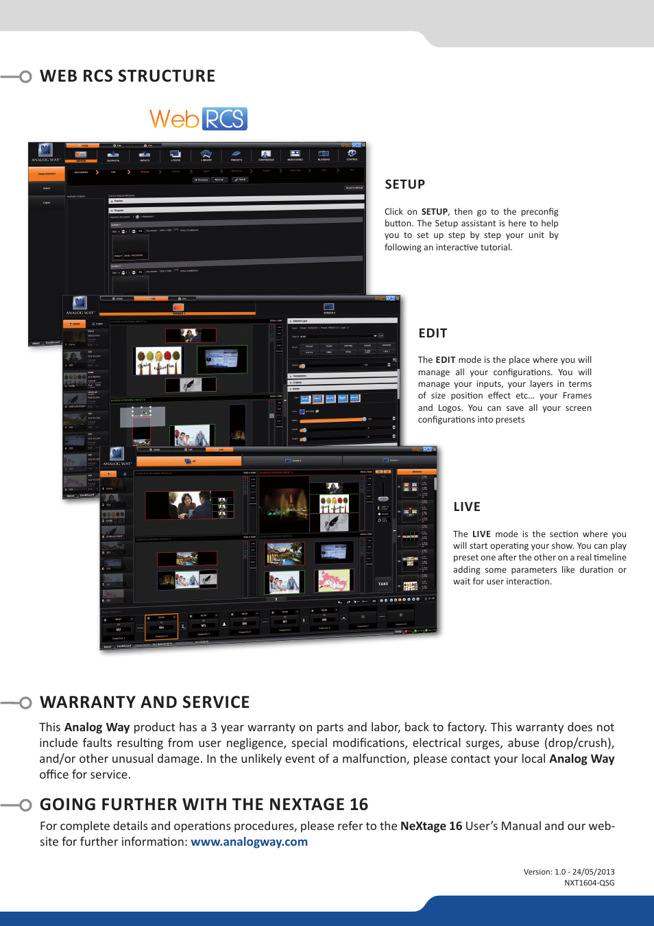 Analog Way NeXtage 16 User Manual | Page 4 / 4