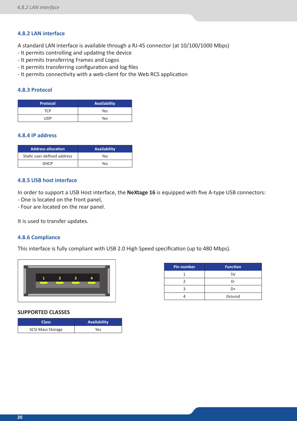 2 lan interface, 3 protocol, 4 ip address | 5 usb host interface, 6 compliance | Analog Way NeXtage 16 User Manual | Page 20 / 81