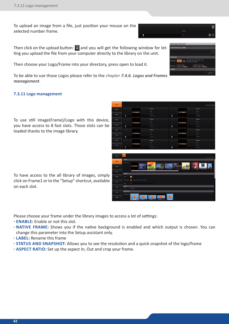 11 logo management | Analog Way NeXtage 16 User Manual | Page 42 / 81