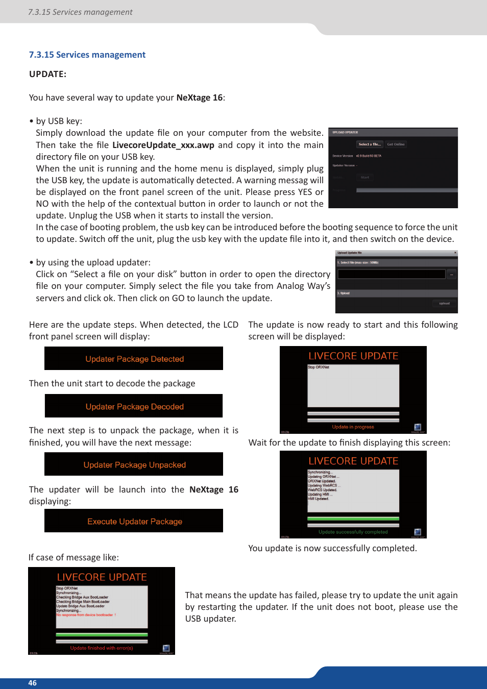 15 services management | Analog Way NeXtage 16 User Manual | Page 46 / 81