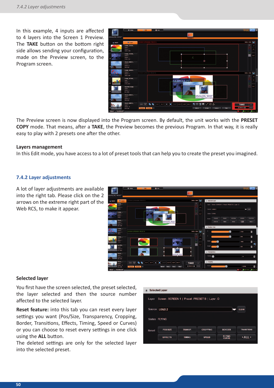 2 layer adjustments | Analog Way NeXtage 16 User Manual | Page 50 / 81