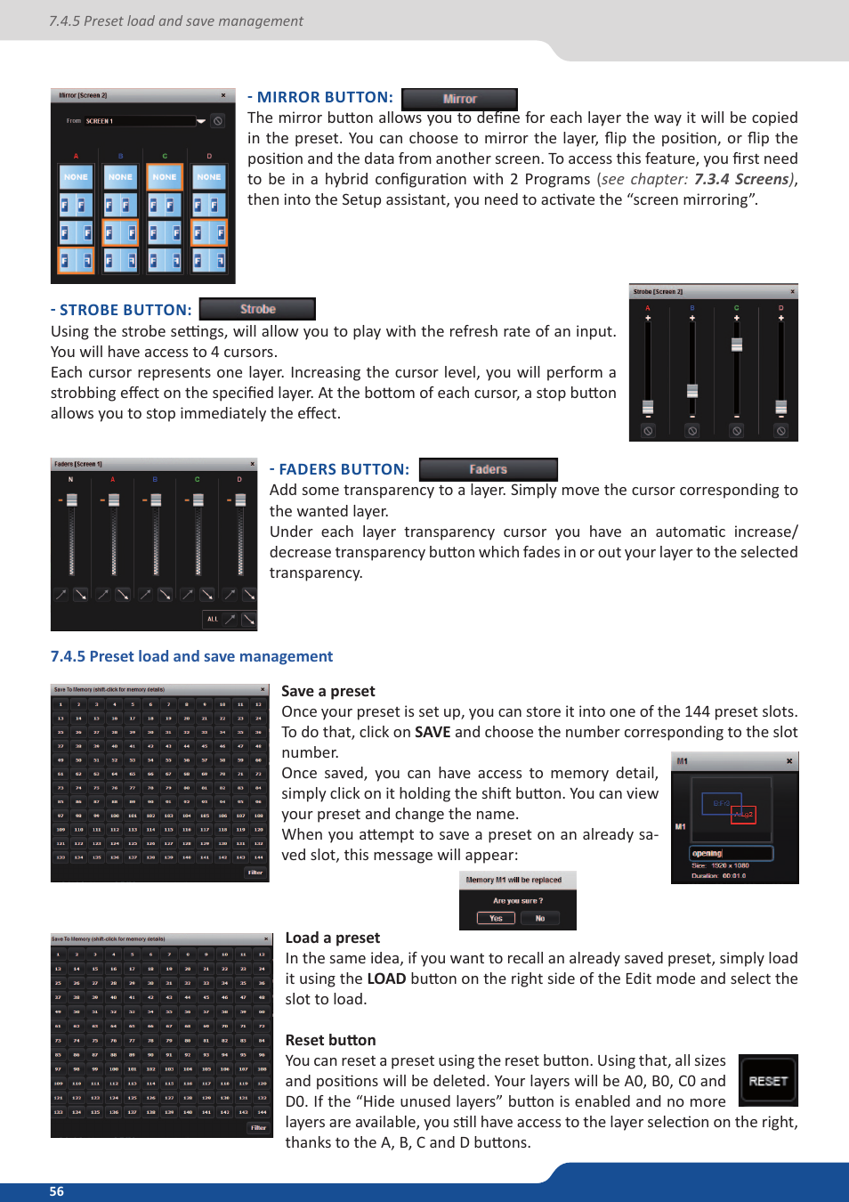 5 preset load and save management | Analog Way NeXtage 16 User Manual | Page 56 / 81