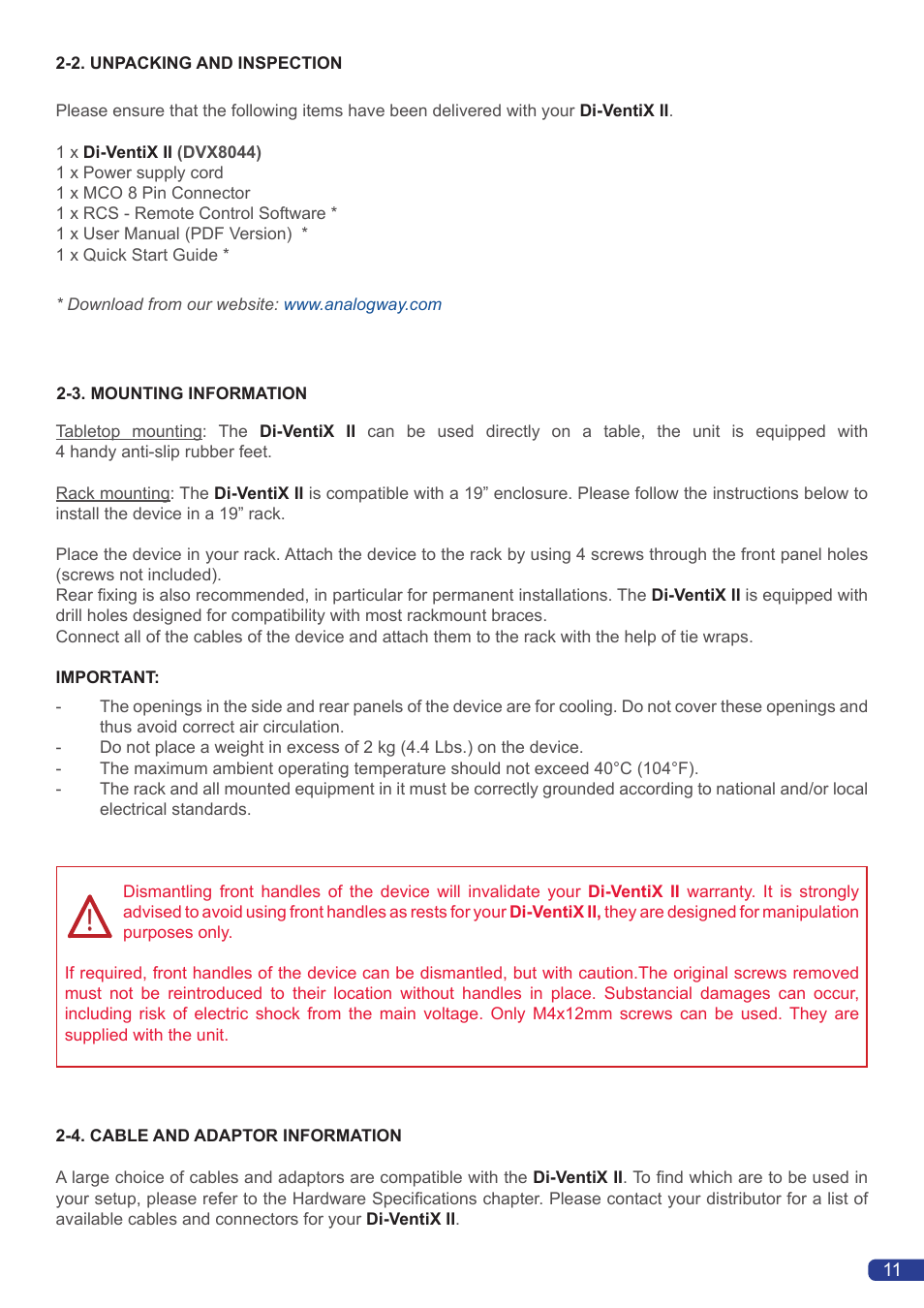 Analog Way Di-VentiX II User Manual | Page 13 / 88