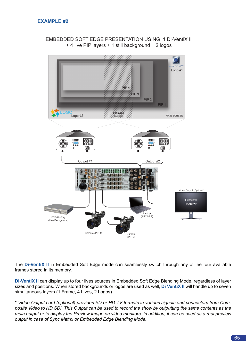 High resolution mixer and seamless switchers, 4 live pip layers - 1 still background | Analog Way Di-VentiX II User Manual | Page 67 / 88