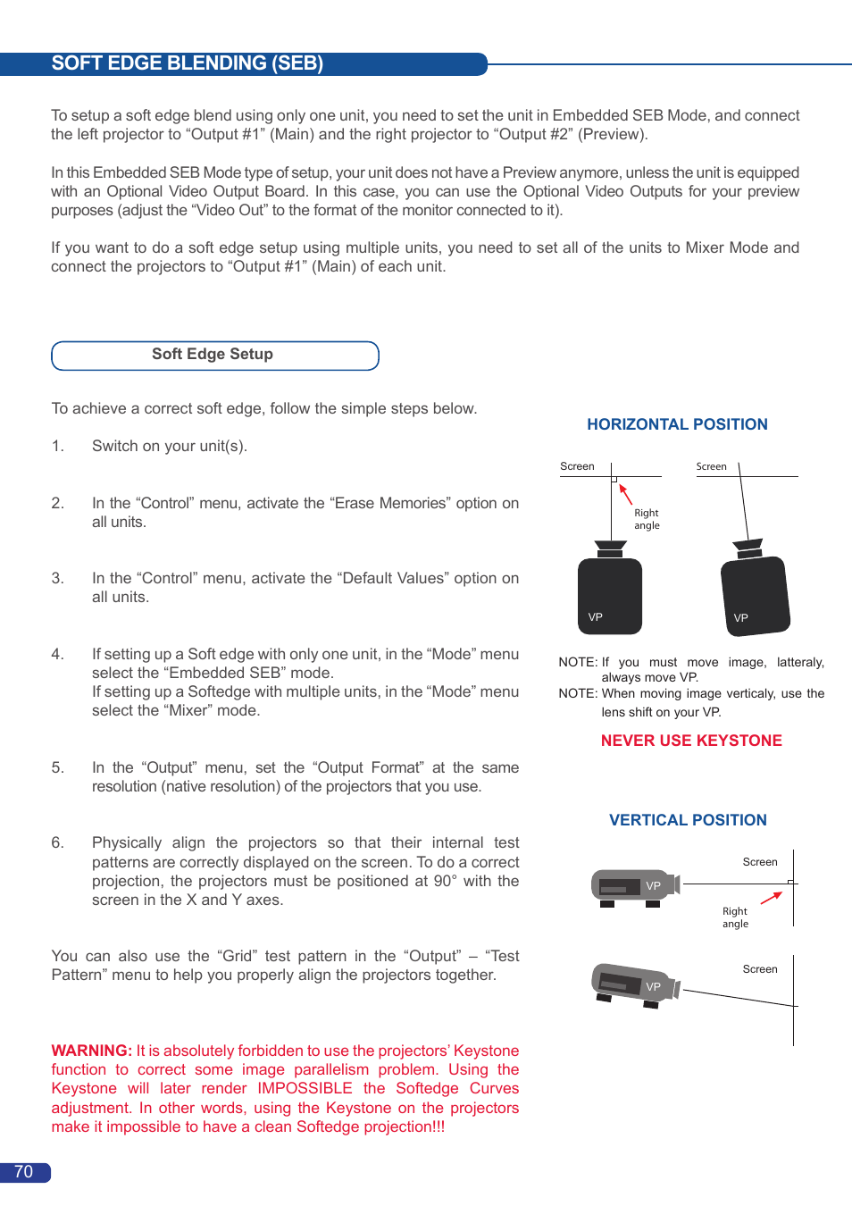 Soft edge blending (seb) | Analog Way Di-VentiX II User Manual | Page 72 / 88