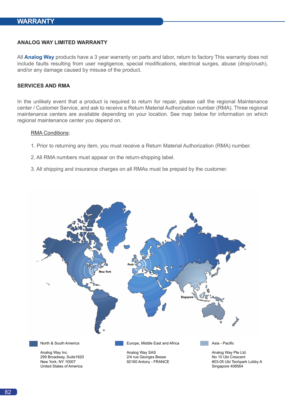 Warranty | Analog Way Di-VentiX II User Manual | Page 84 / 88