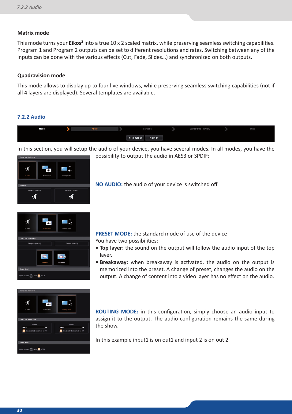 2 audio | Analog Way Eikos2 User Manual | Page 30 / 106
