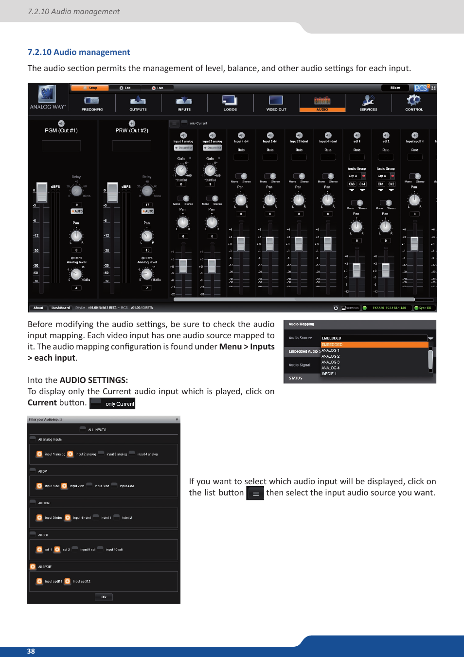 10 audio management | Analog Way Eikos2 User Manual | Page 38 / 106