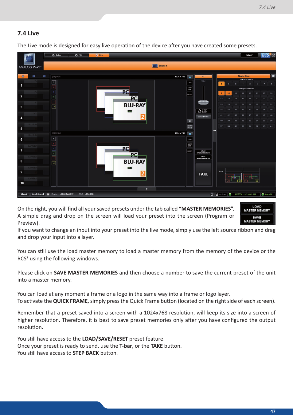 4 live | Analog Way Eikos2 User Manual | Page 47 / 106