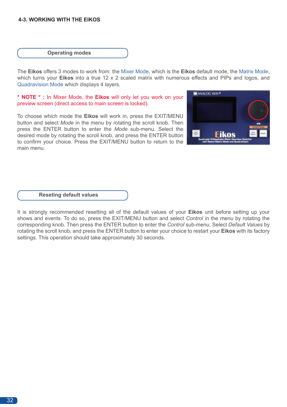 Analog Way Eikos User Manual | Page 34 / 92