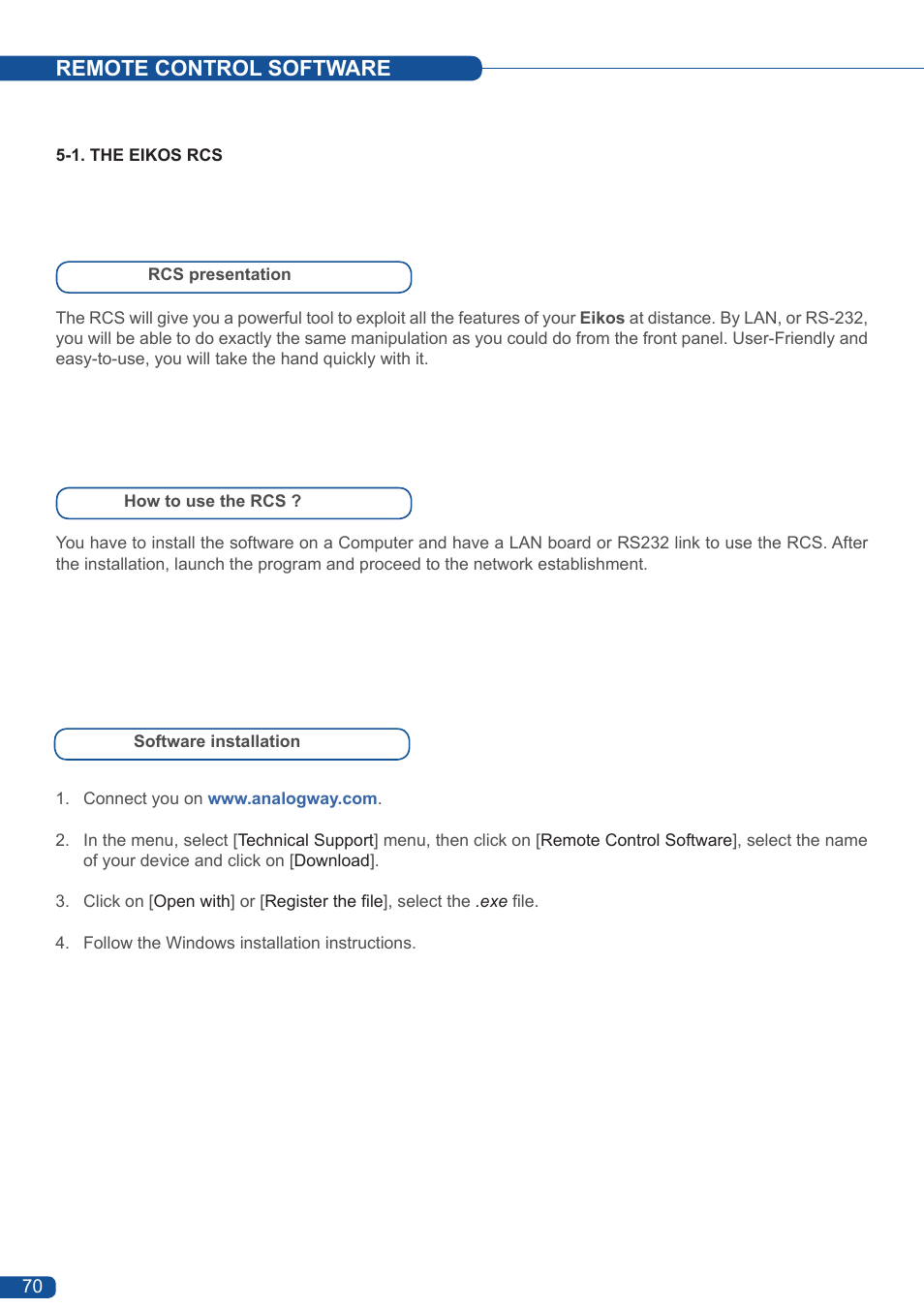 Remote control software | Analog Way Eikos User Manual | Page 72 / 92