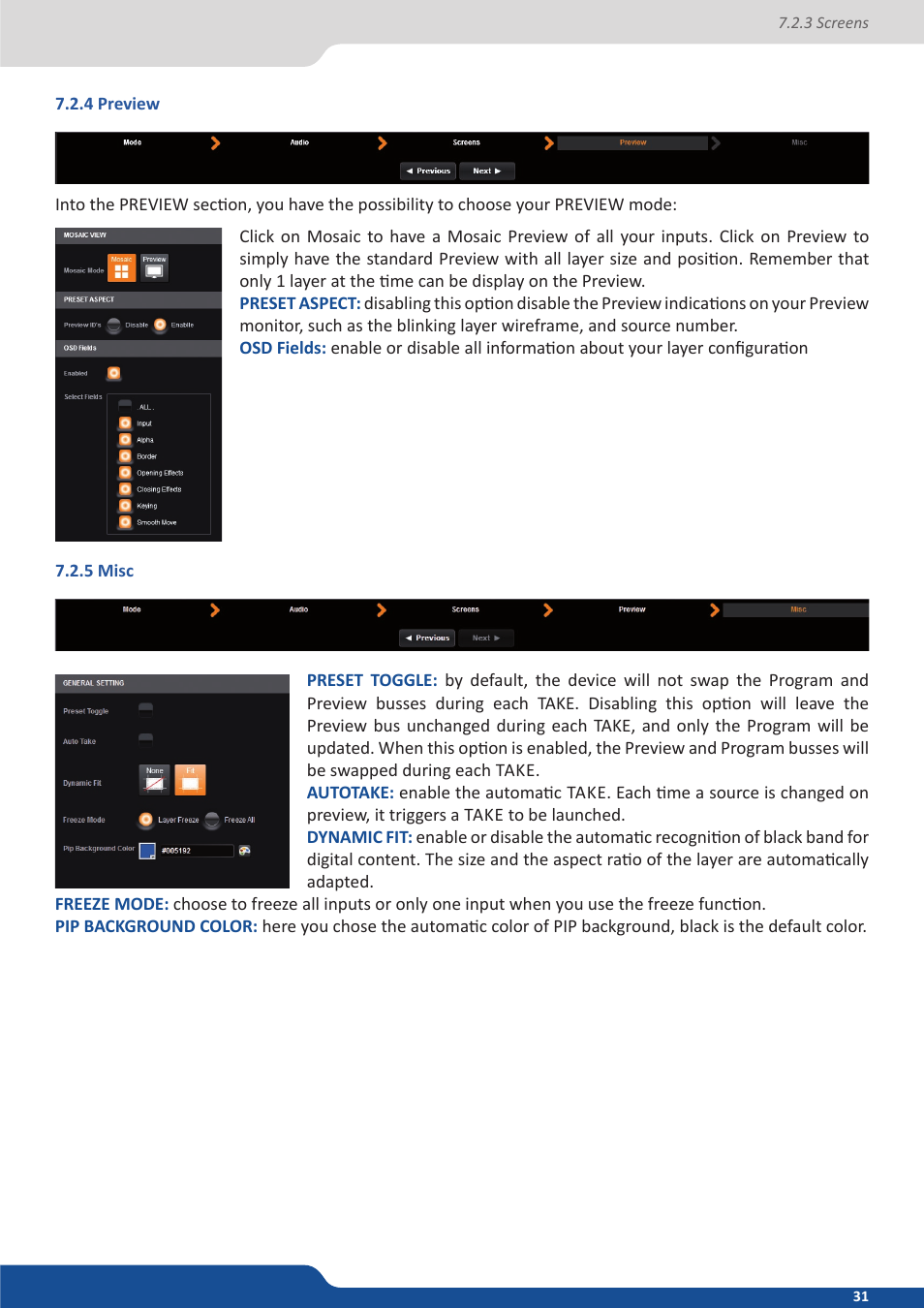 4 preview, 5 misc | Analog Way Saphyr User Manual | Page 31 / 103