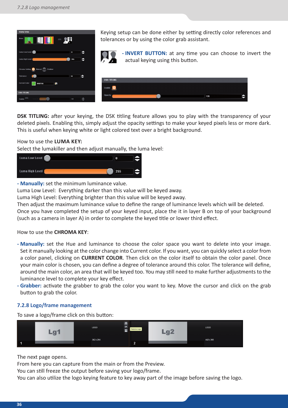 8 logo/frame management | Analog Way Saphyr User Manual | Page 36 / 103