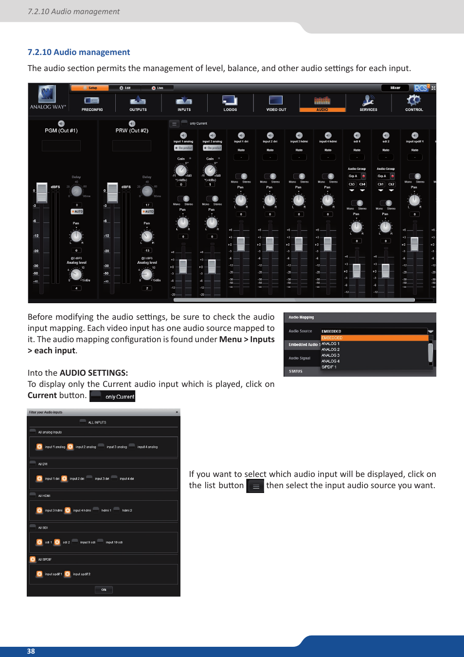 10 audio management | Analog Way Saphyr User Manual | Page 38 / 103