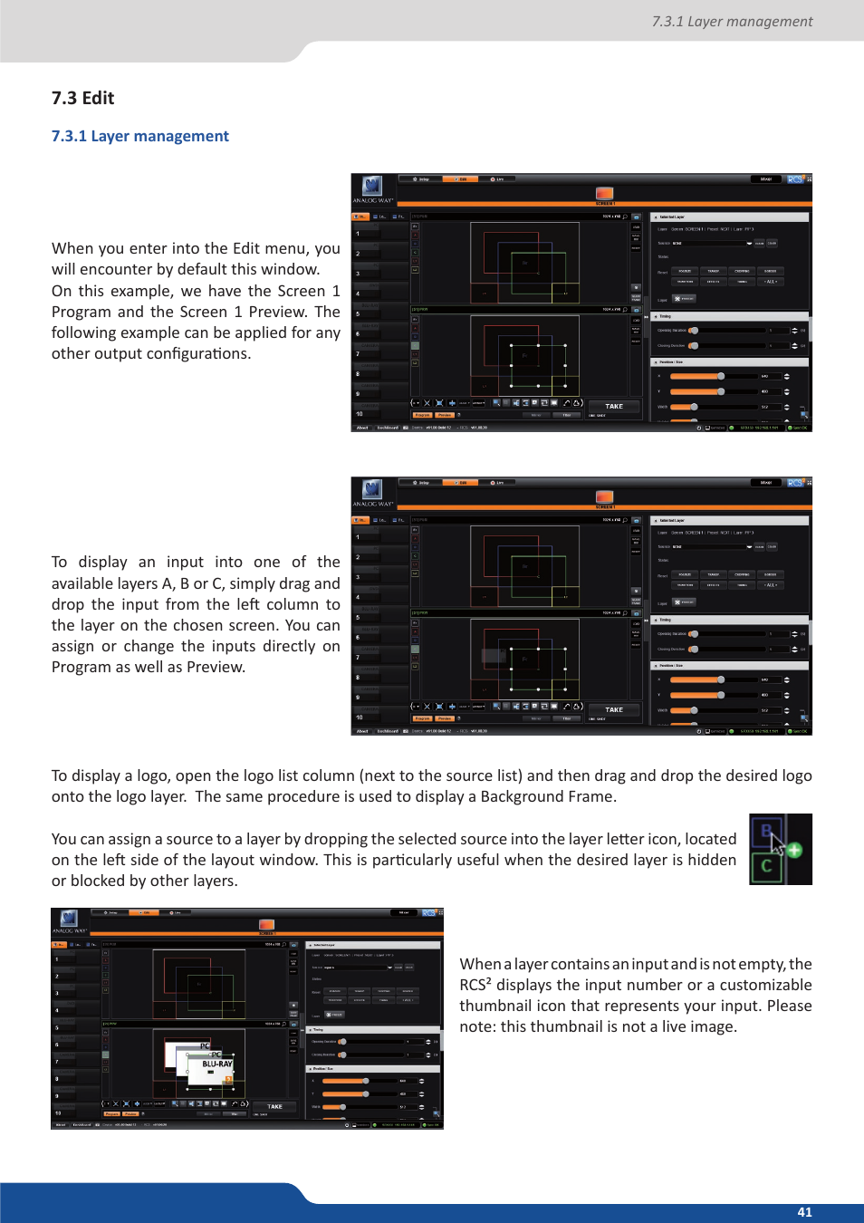 3 edit, 1 layer management | Analog Way Saphyr User Manual | Page 41 / 103