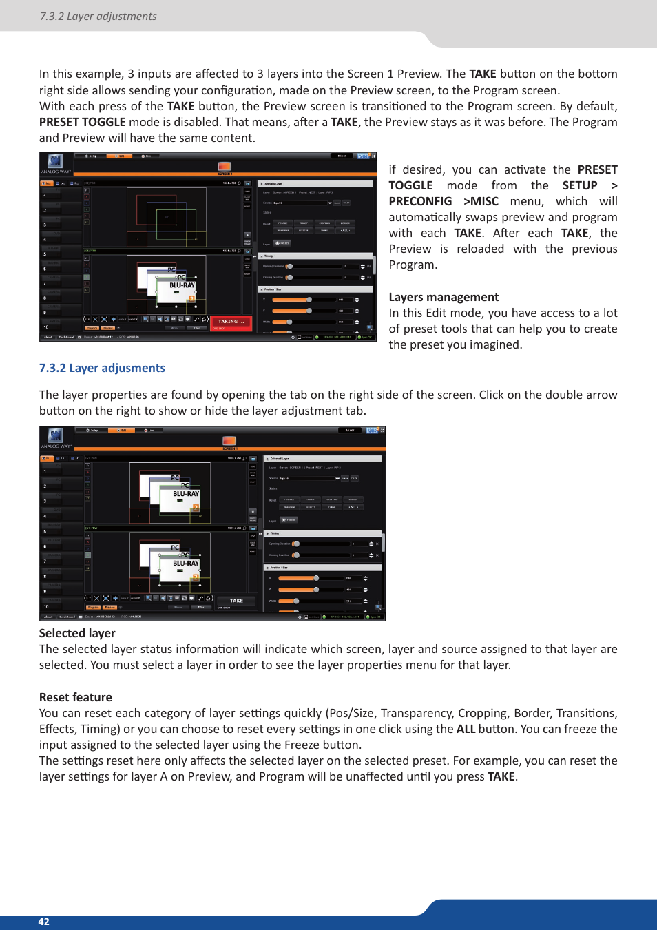 2 layer adjusments | Analog Way Saphyr User Manual | Page 42 / 103
