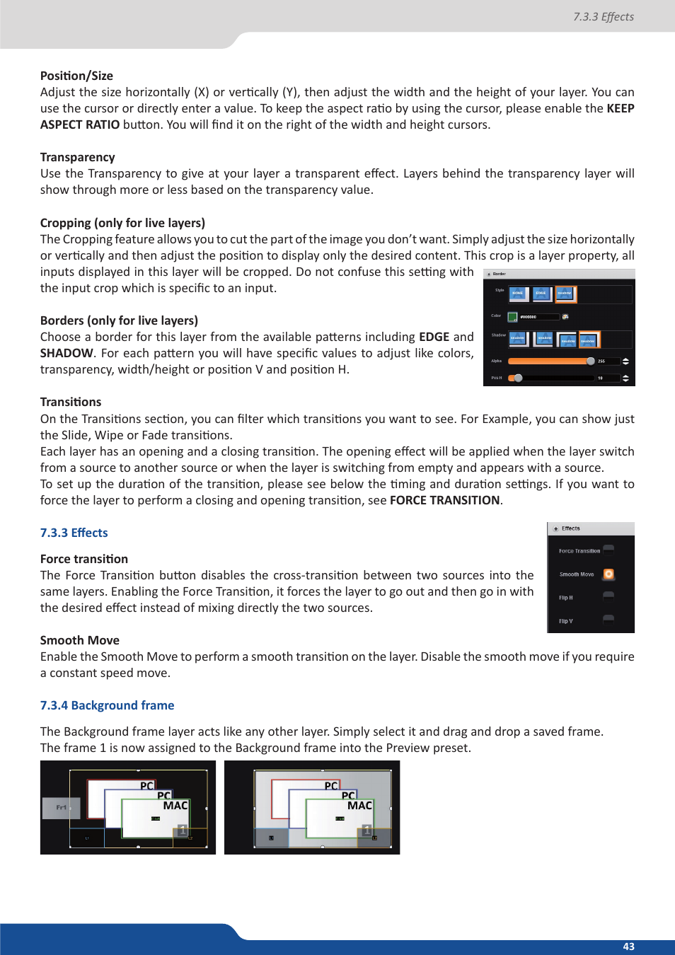 3 effects, 4 background frame | Analog Way Saphyr User Manual | Page 43 / 103