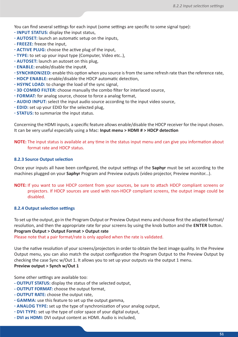 3 source output selection, 4 output selection settings | Analog Way Saphyr User Manual | Page 51 / 103
