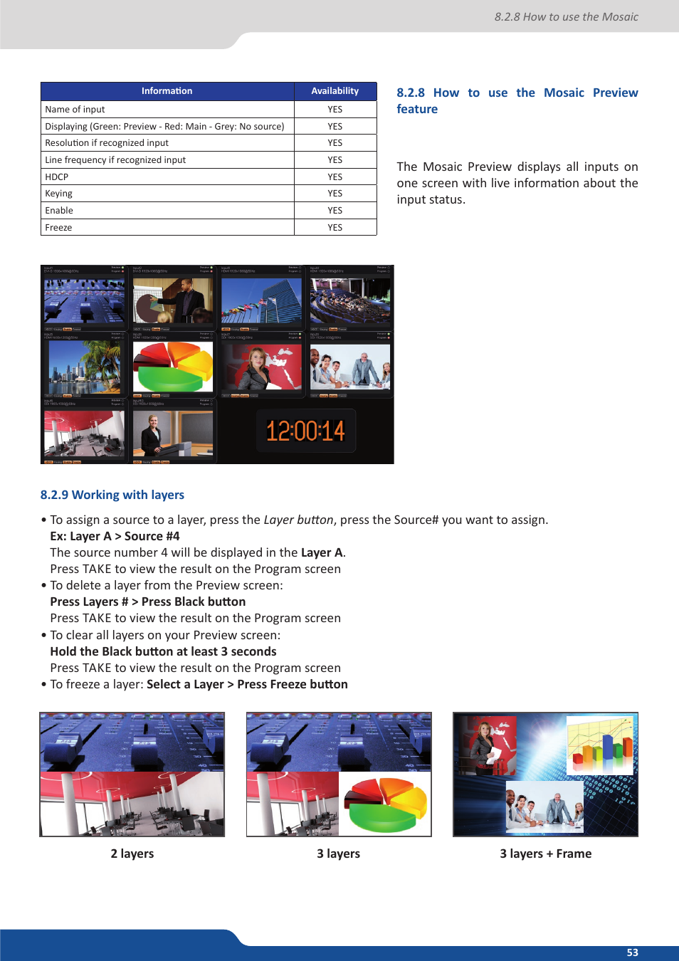 8 how to use the mosaic preview feature, 9 working with layers | Analog Way Saphyr User Manual | Page 53 / 103