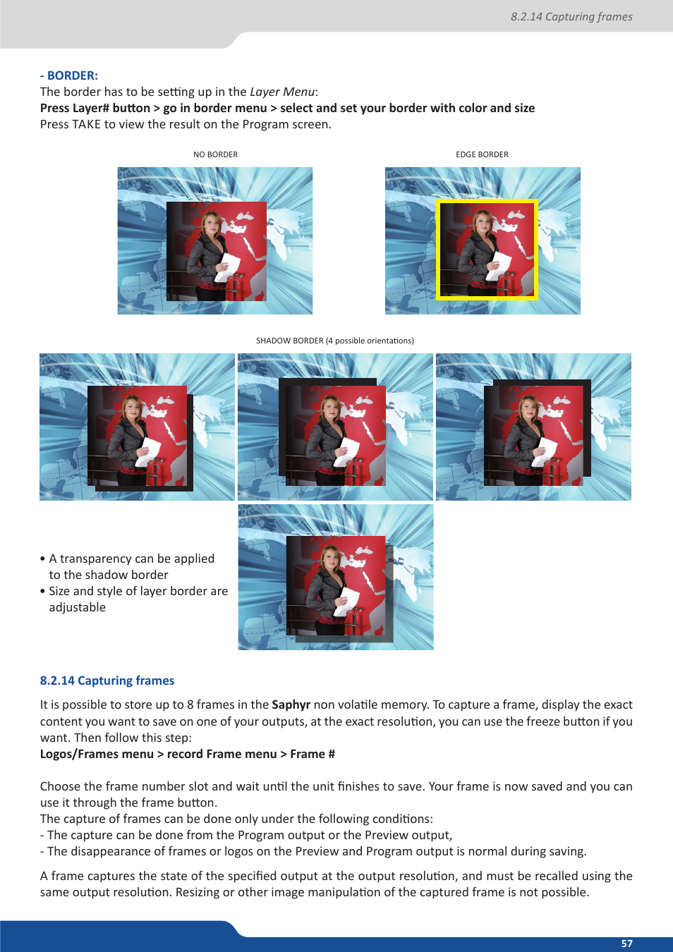 14 capturing frames | Analog Way Saphyr User Manual | Page 57 / 103