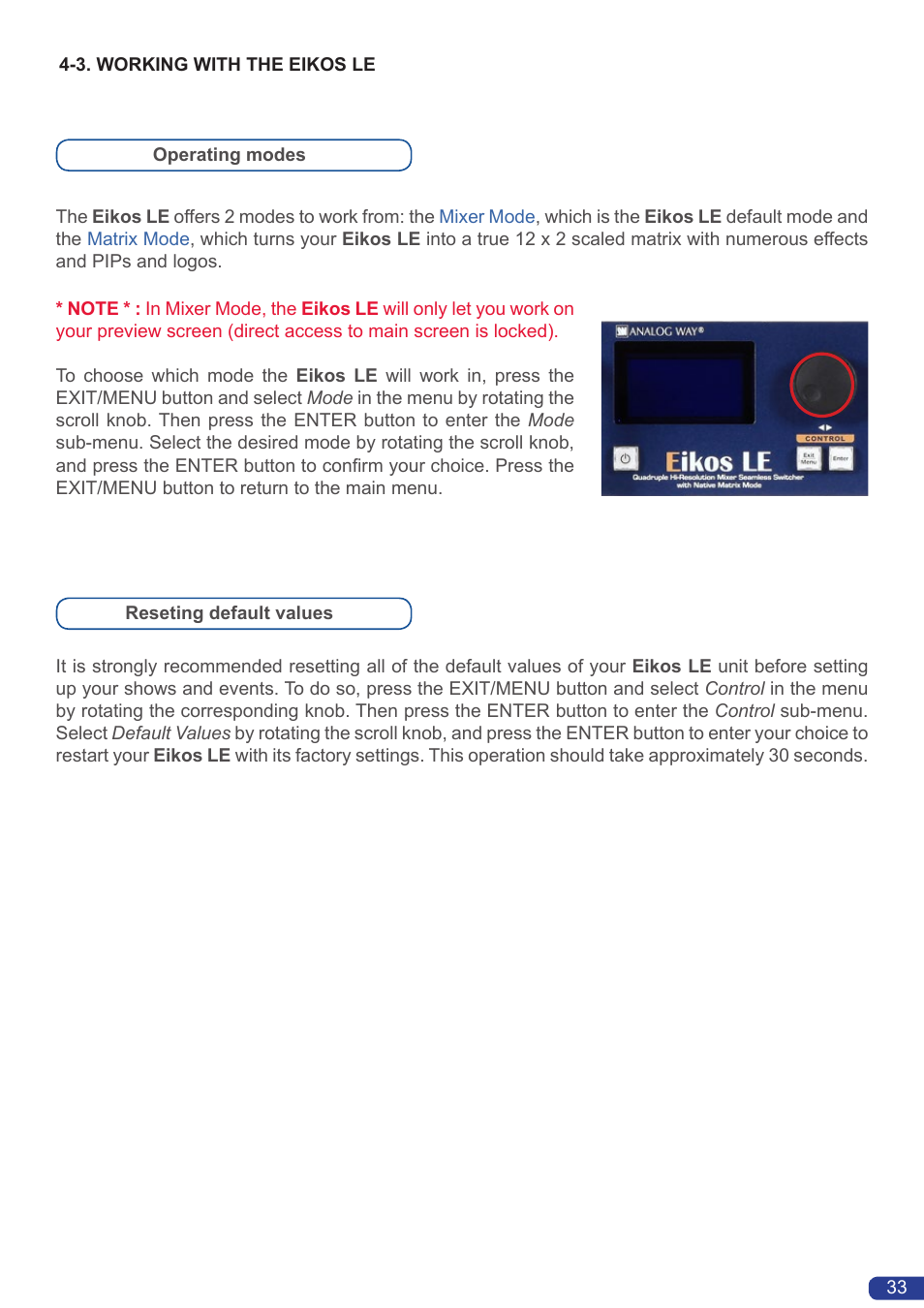 Analog Way Eikos LE User Manual | Page 35 / 88