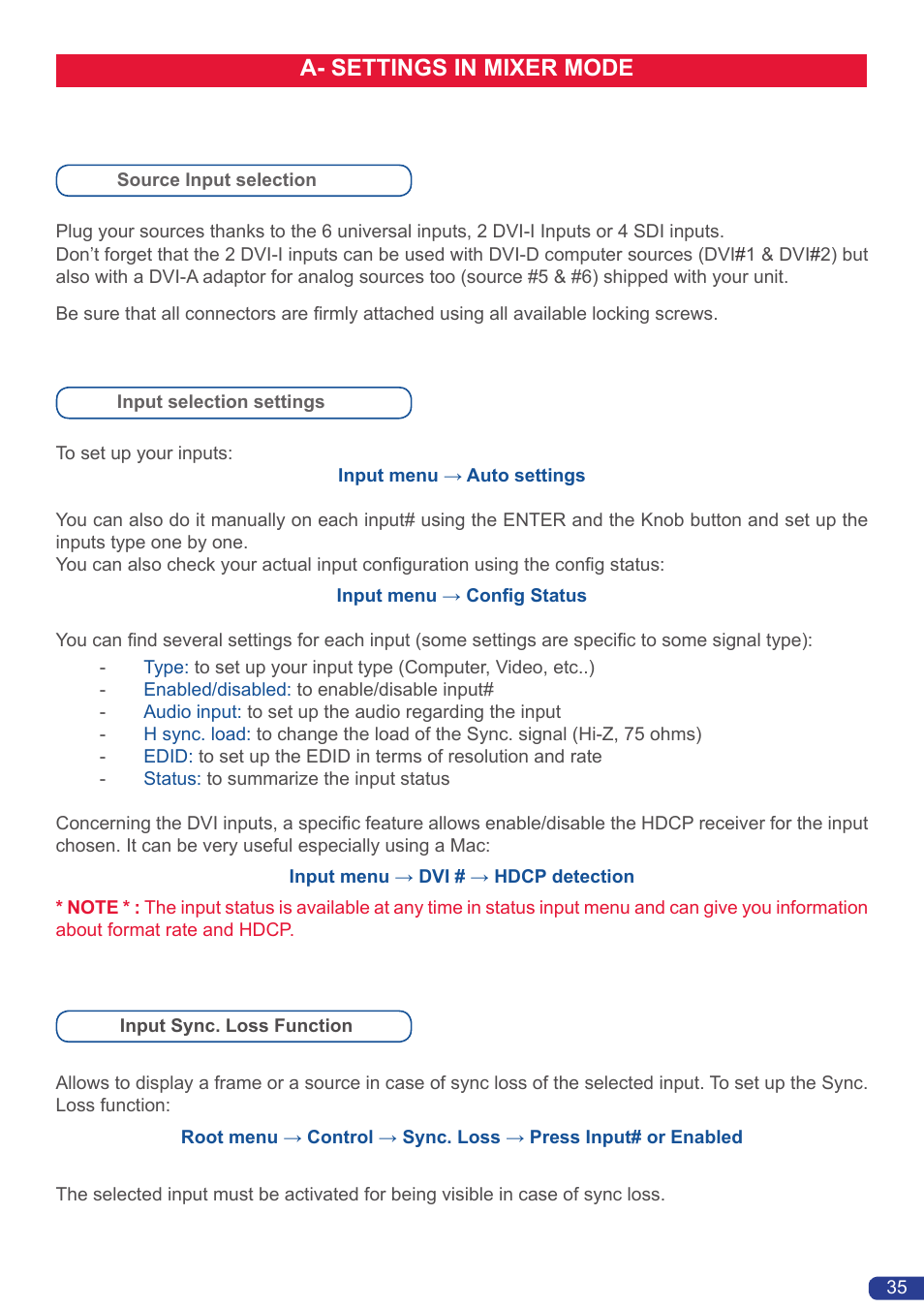 A- settings in mixer mode | Analog Way Eikos LE User Manual | Page 37 / 88