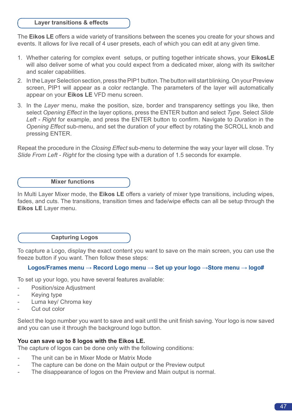 Analog Way Eikos LE User Manual | Page 49 / 88