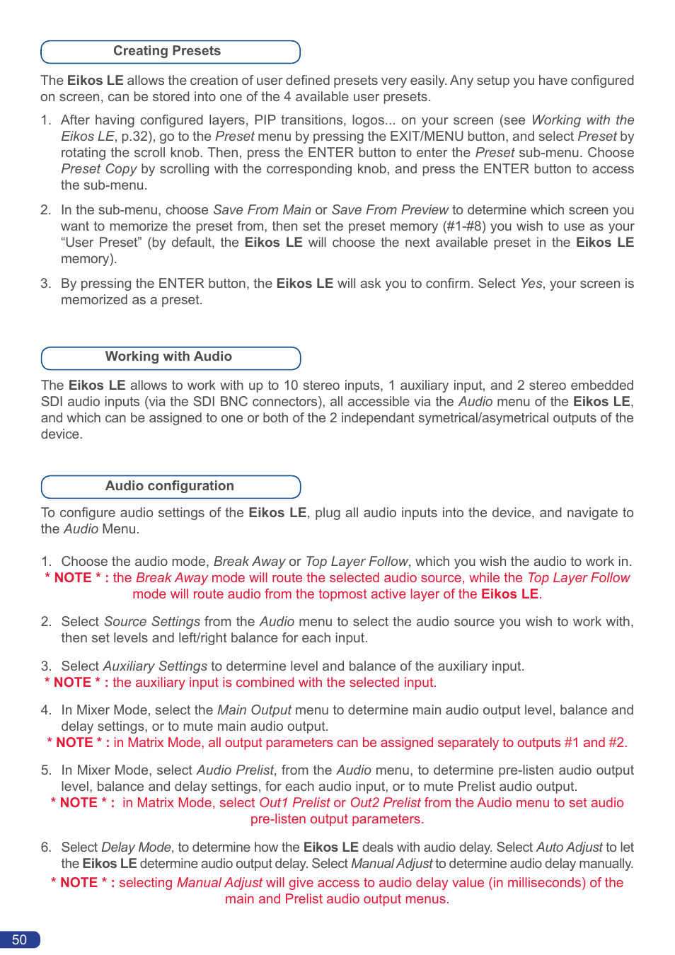 Analog Way Eikos LE User Manual | Page 52 / 88