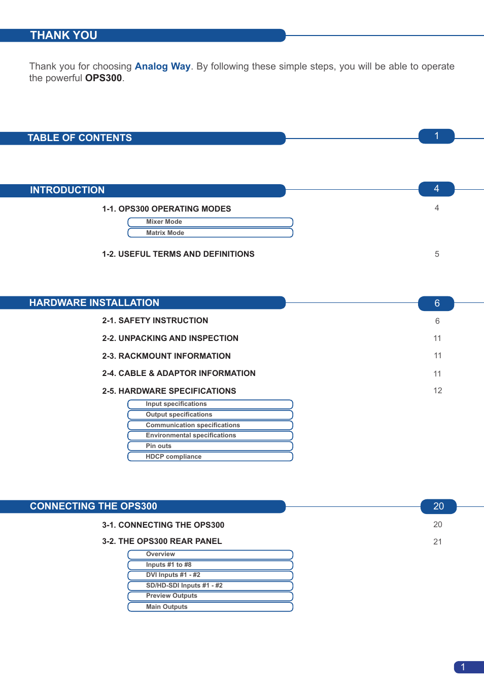 Analog Way OPS300 User Manual | Page 3 / 80