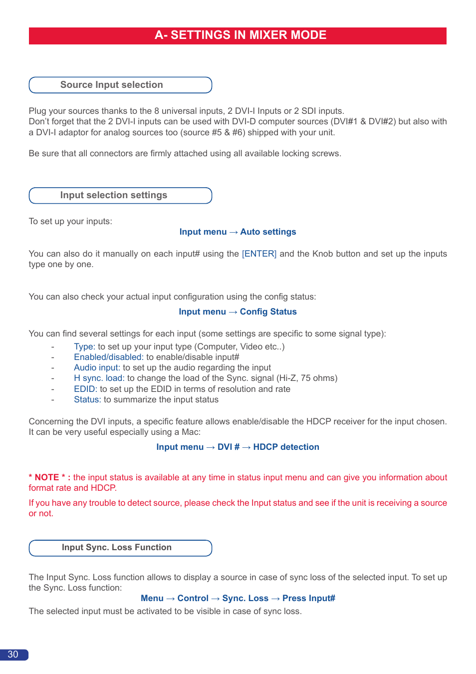 A- settings in mixer mode | Analog Way OPS300 User Manual | Page 32 / 80