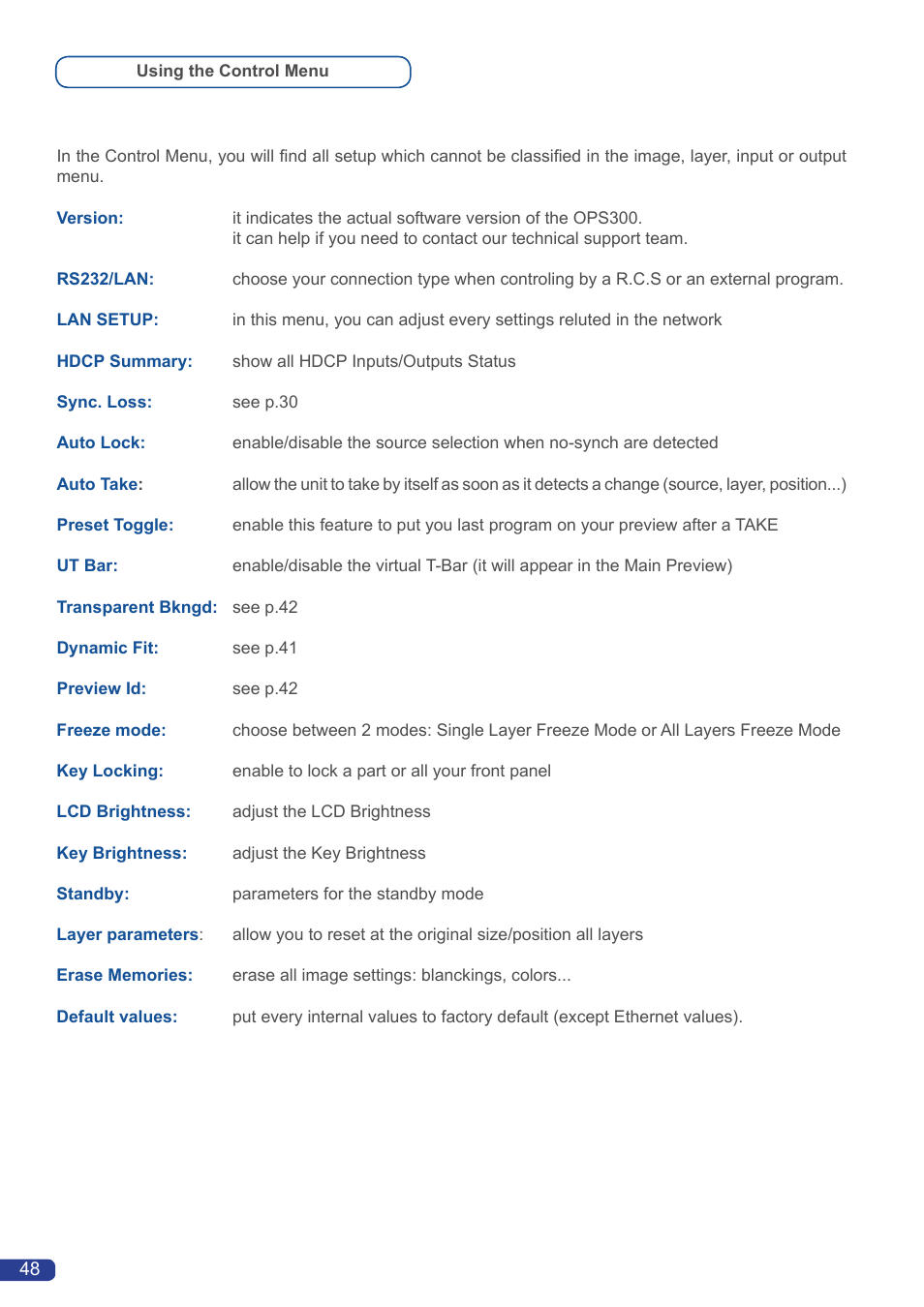 Analog Way OPS300 User Manual | Page 50 / 80