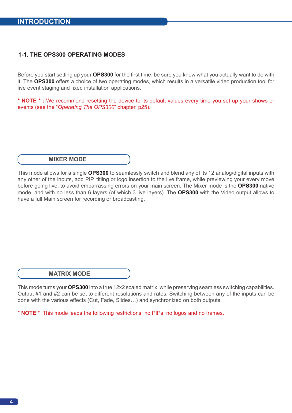 Introduction | Analog Way OPS300 User Manual | Page 6 / 80