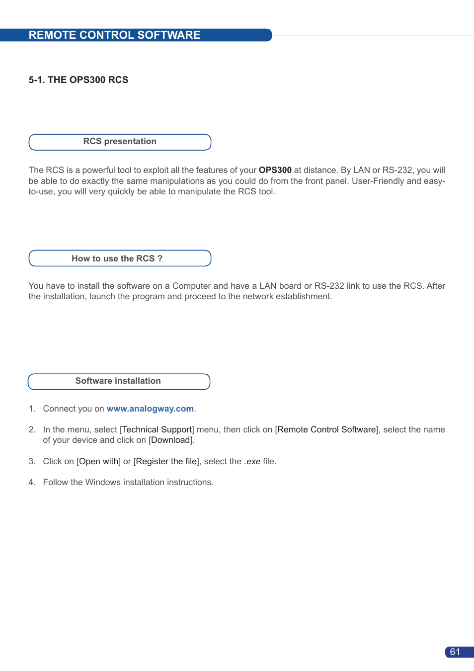 Remote control software | Analog Way OPS300 User Manual | Page 63 / 80