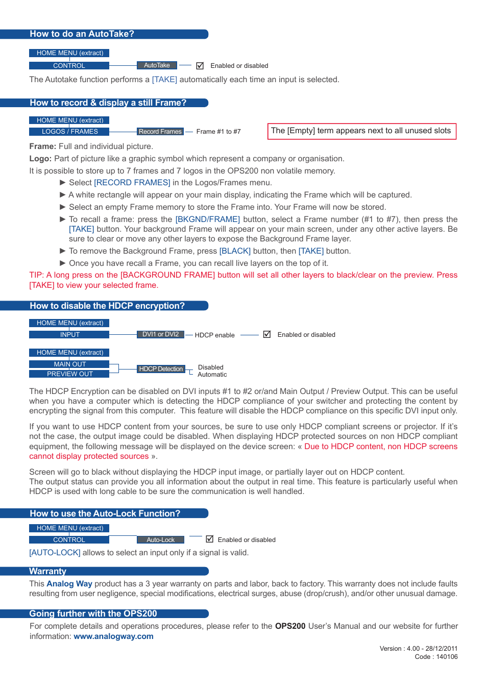 Analog Way OPS200 User Manual | Page 4 / 4
