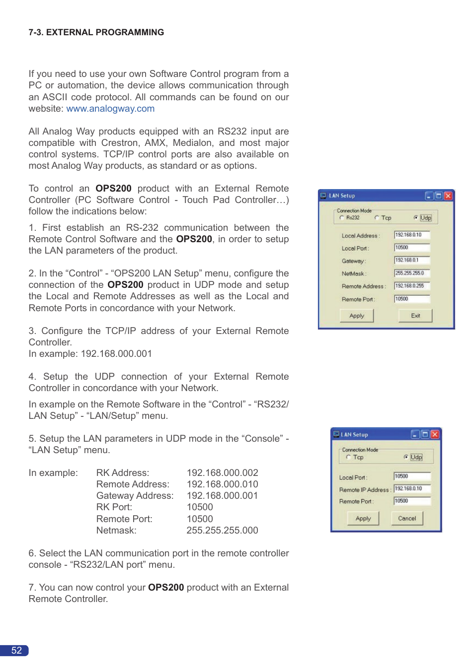 Analog Way OPS200 User Manual | Page 54 / 57