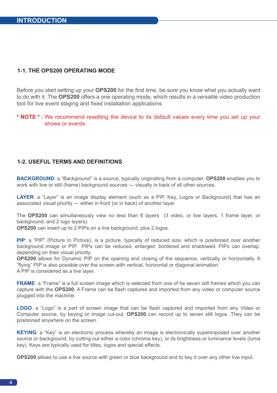 Introduction | Analog Way OPS200 User Manual | Page 6 / 57