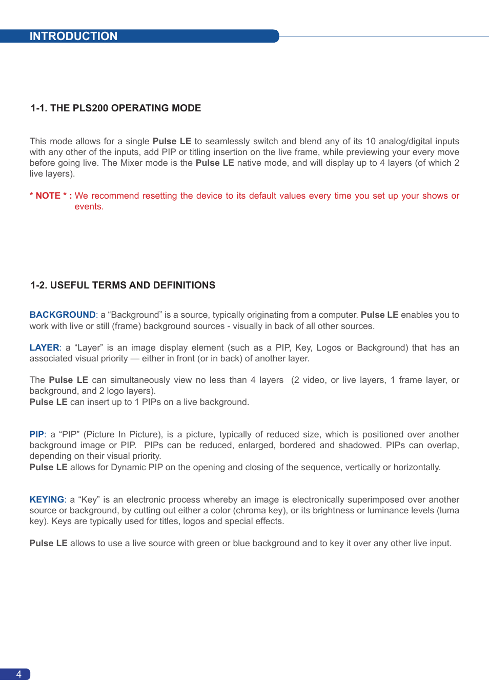 Introduction | Analog Way Pulse LE User Manual | Page 6 / 53