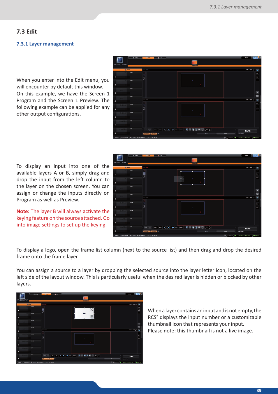 3 edit, 1 layer management | Analog Way QuickVu User Manual | Page 39 / 87